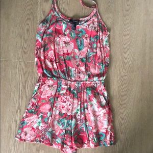 Pink floral romper